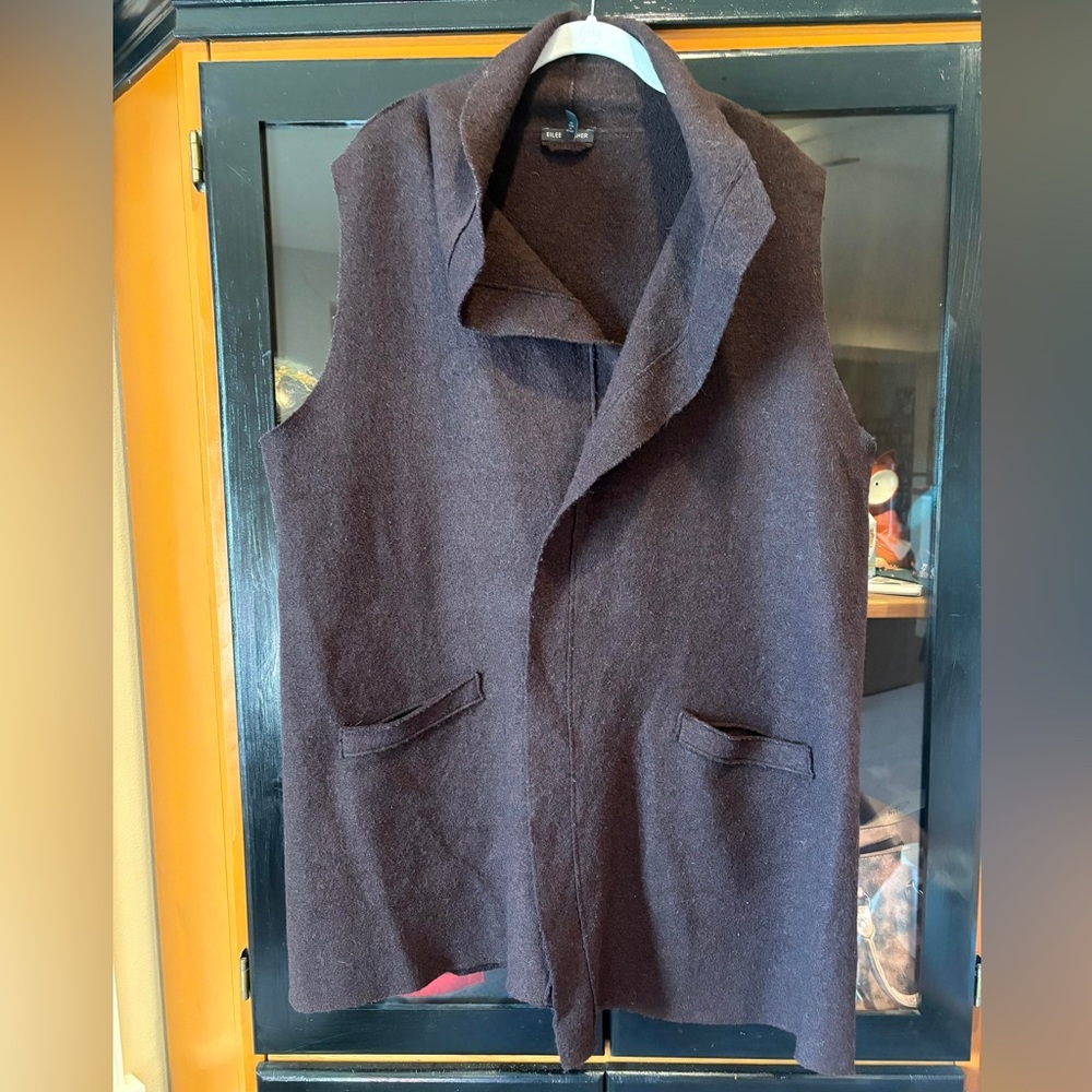 Brown Sleeveless Wool Vest XL